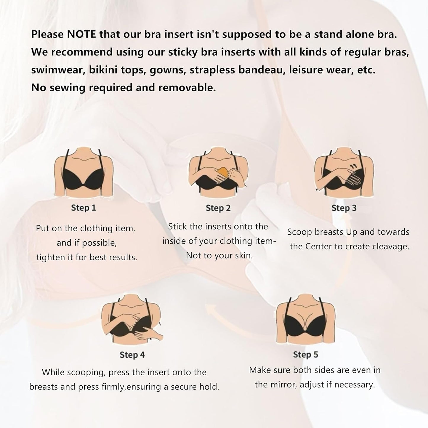 PEACHLIFT™ Self-Adhesive Reusable Bra Inserts